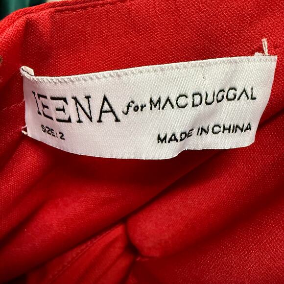 Mac Duggal Red Dress Midi Keyhole cutout long sleeves holiday party Size 2 NWT - Picture 4 of 7